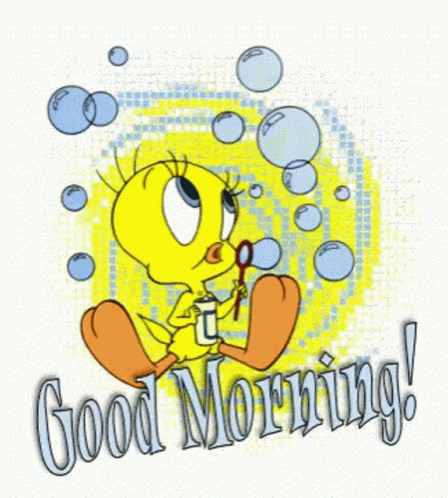 Monday Good Morning Tweety Bird Blowing Bubble Toy GIF