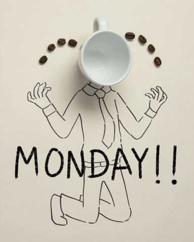 Monday Morning Crying Coffee Beans Art Drawing GIF