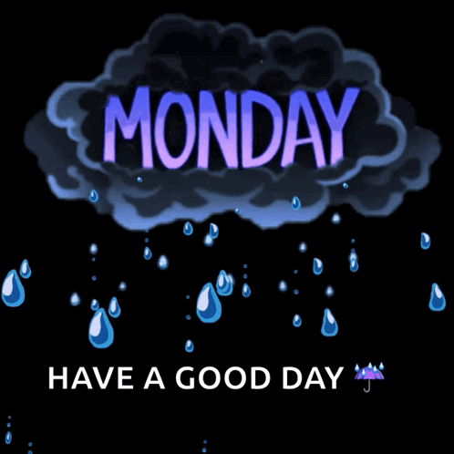 Monday Word on Cloud with Rain