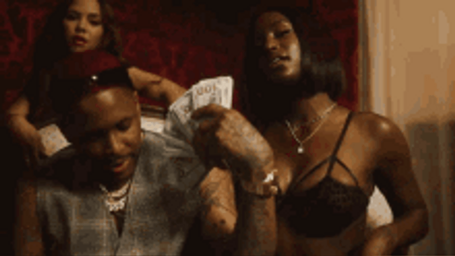 Money Bags Cash Fan Surrounded With Girls GIF