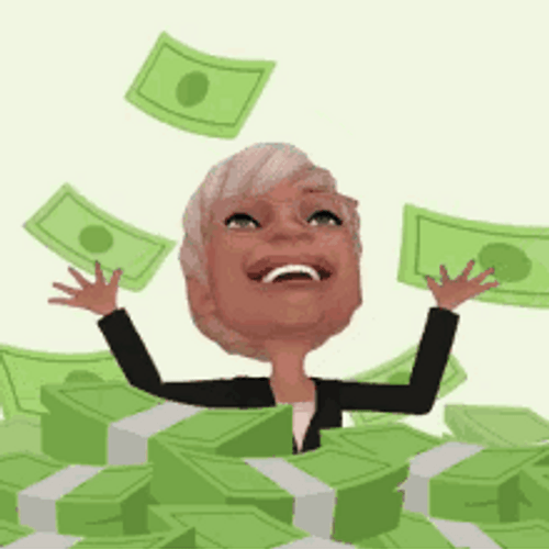 Money Bags Happy Throwing Cash Air Animation GIF