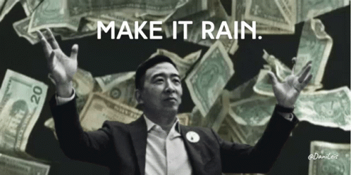 Money Falling Andrew Yang Make It Rain GIF