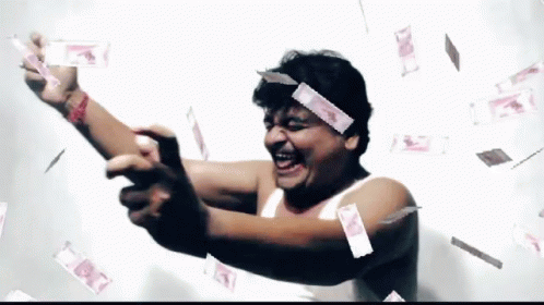 Money Falling Happy Indian Guy GIF