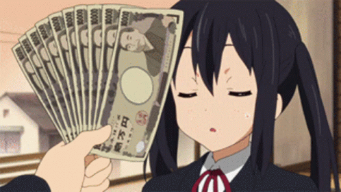 Money Falling Azusa Nakano Money Fan Anime GIF
