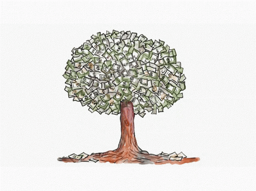 Money Tree Falling Bills Animation GIF