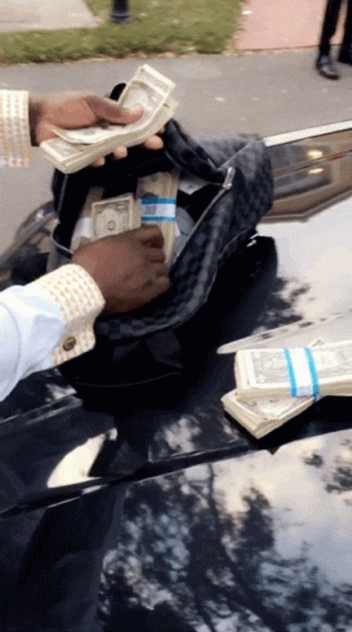 Money Falling Bag Of Cash GIF