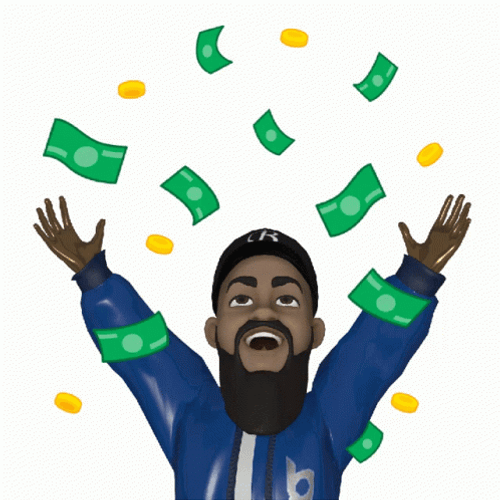 Money Falling Cartoon Guy Tossing Bills GIF