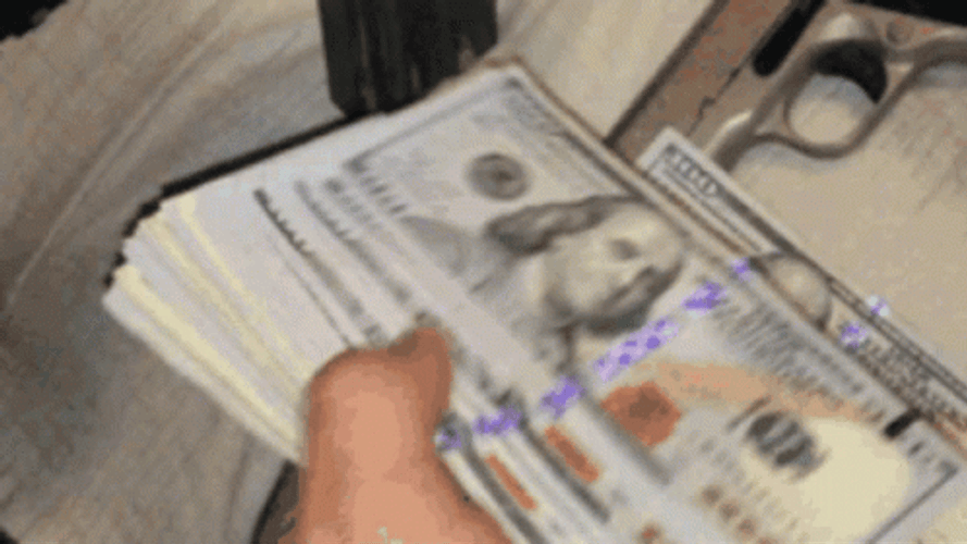 Money Falling Counting Hundred Dollar Bills GIF