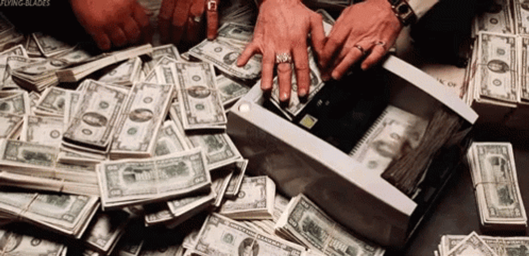 Money Falling Counting Machine GIF