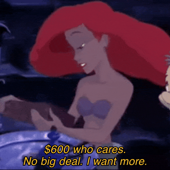 Money Meme Ariel Singing Disney GIF