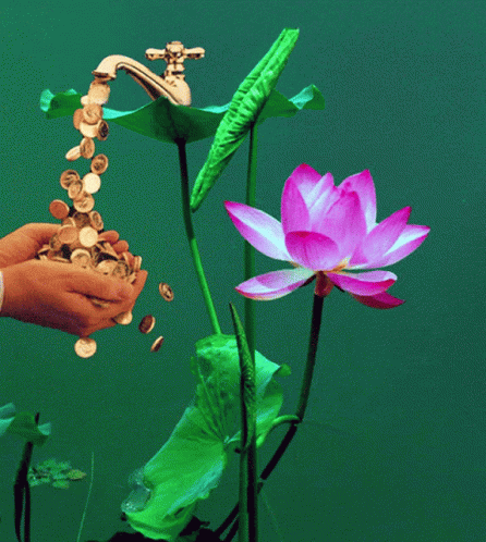 Money Rain Coin Flower GIF