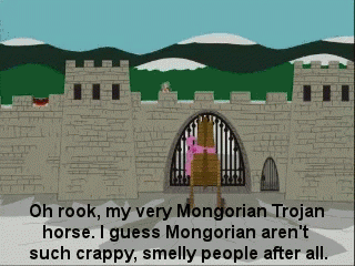 Mongolian Trojan Horse in Front of Stone Wall