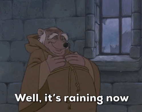Monk Saying Well It's Raining Now