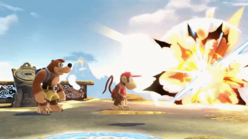 Monkey And Bear Fighting Video Game GIF