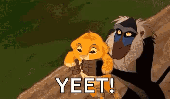 Monkey and Lion from The Lion King Sitting on Tree Branch