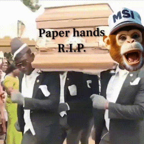 Monkey Carrying Coffin Paper Hands R.I.P GIF