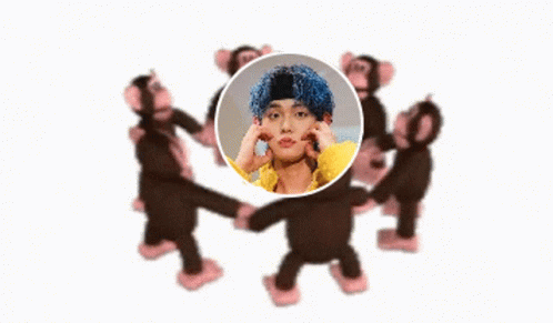 Monkey Circle Blue Hair Yeonjun GIF