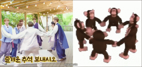 Monkey Circle Guys In Korean Clothes GIF