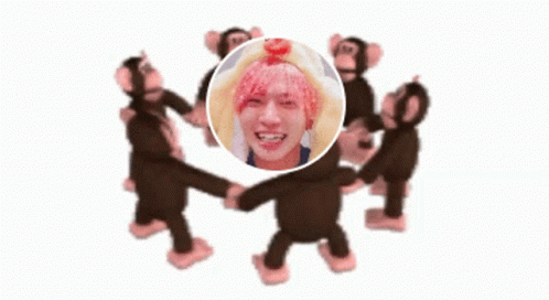 Monkey Circle Pink Haired Asian Guy GIF