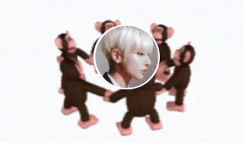Monkey Circle White Hair Taehyun Serious GIF