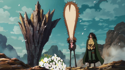 Monkey D Dragon Dr Vegapunk Looking At Bouquet GIF