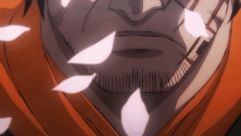 Monkey D Dragon Frowning Featuring Flowers GIF