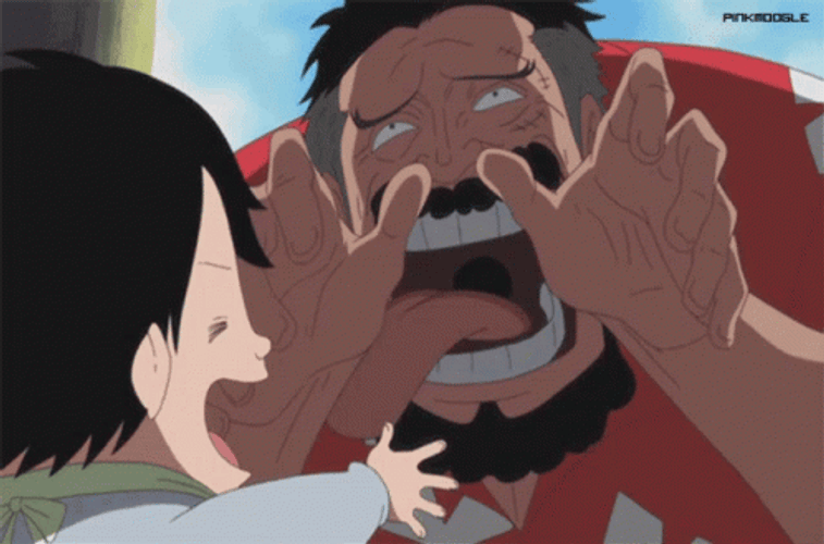 Monkey D. Garp And Luffy Funny Face GIF 