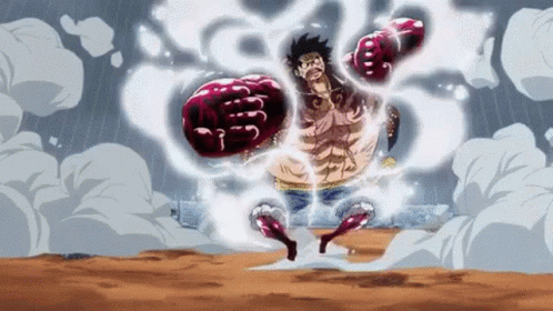 Monkey D Luffy From One Piece Is A Very Muscular Man With A Lot Of Muscles On His Arms And Legs . GIF