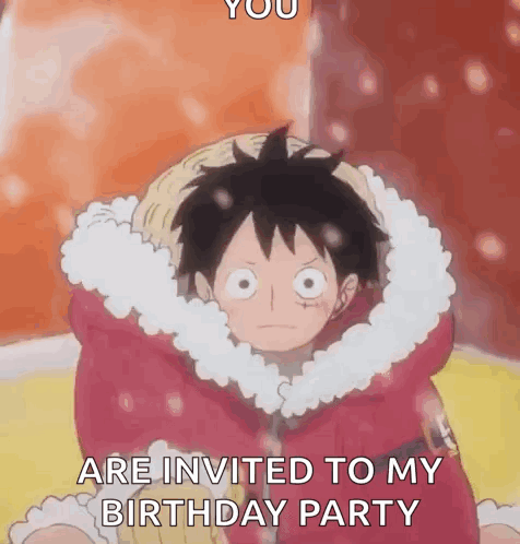 Monkey D Luffy From One Piece Is Wearing A Fur Coat And A Straw Hat . GIF