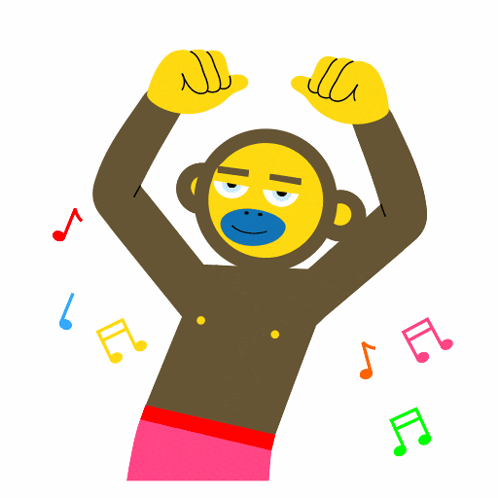 Monkey Dancing With Music Notes GIF