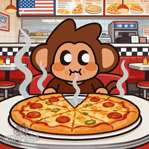 Monkey Eating Pizza