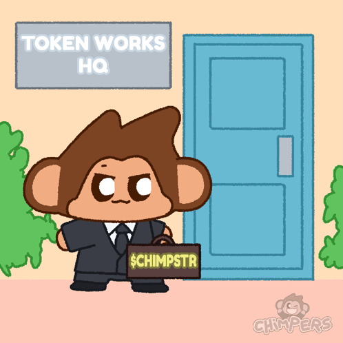 Monkey Holding Briefcase With Sign Saying $ Chimpstr