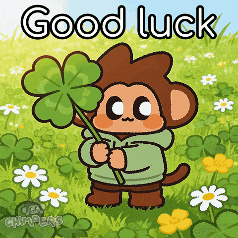 Monkey Holding Four Leaf Clover With Good Luck GIF