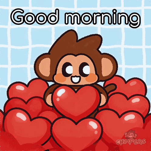 Monkey Holding Heart Good Morning