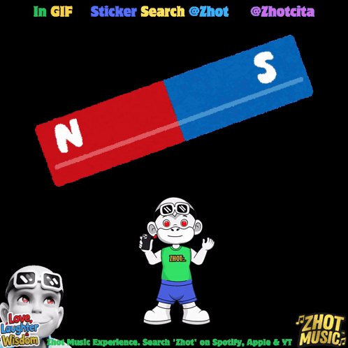 Monkey Holding Phone Next to Magnet N and S