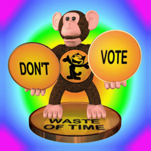 Monkey Holding Signs Saying Don't Vote