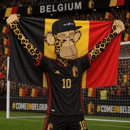 Monkey in Belgium Jersey Holding Flag