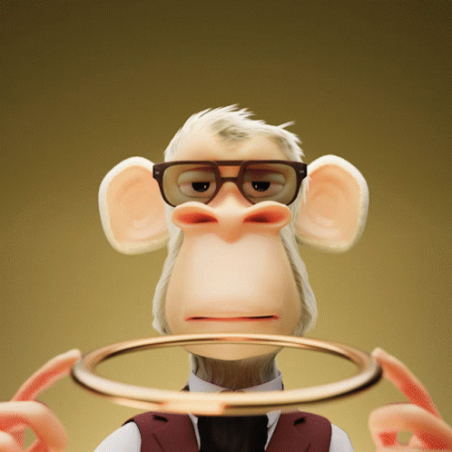 Monkey in Glasses and Vest Biting Gold Ring