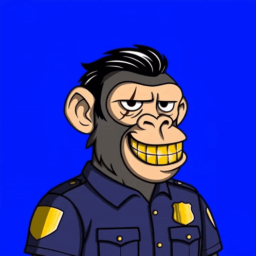 Monkey in Police Uniform With Gm Ape Chain