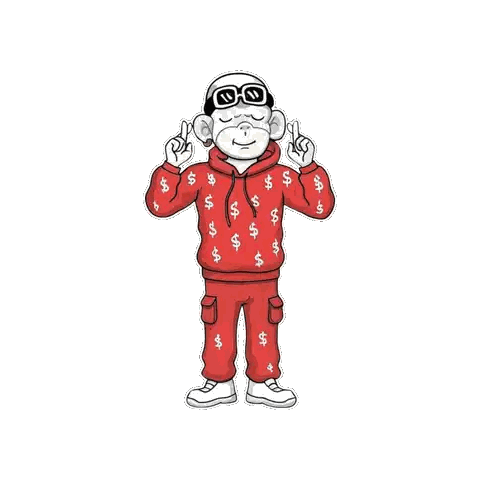 Monkey in Red Hoodie With Dollar Signs