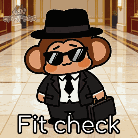 Monkey In Suit Holding Briefcase Says Fit Check GIF