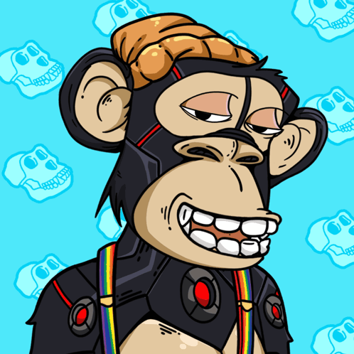 Monkey in Suspenders and Skull Hat