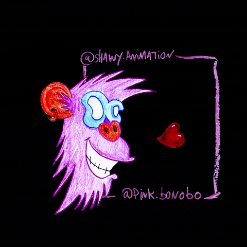 Monkey Kisses Emitting Hearts GIF