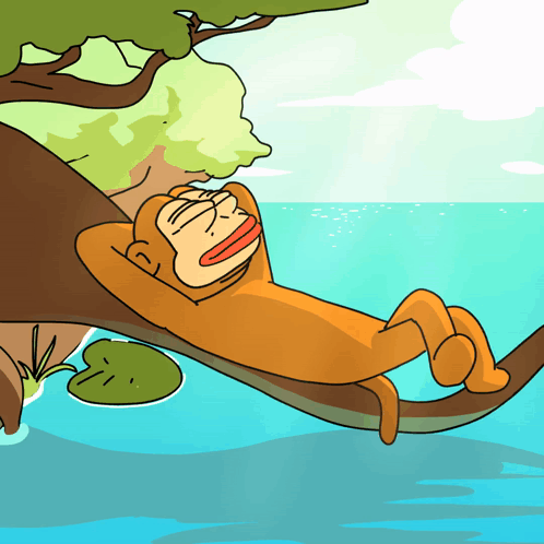 Monkey Laying On Tree Branch Overlooking Water GIF