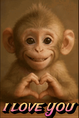Monkey Making Heart Shape Saying I Love You