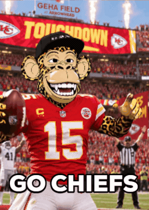 Monkey Mascot Holding Football Go Chiefs Sign