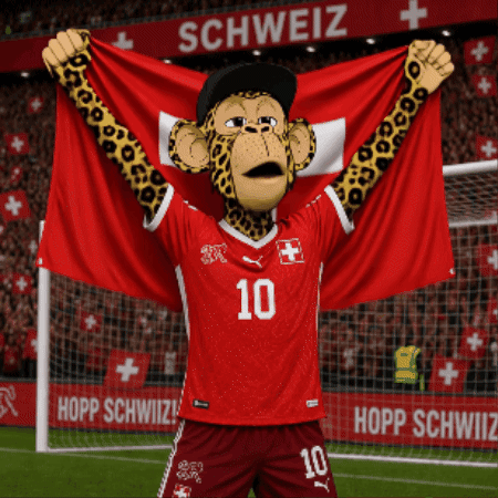 Monkey Mascot Holding Swiss Flag Number 10