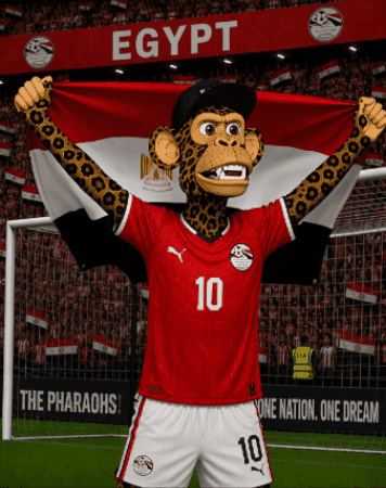 Monkey Mascot in Red Egypt Jersey