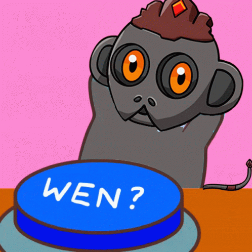 Monkey Pressing Button Saying Wen