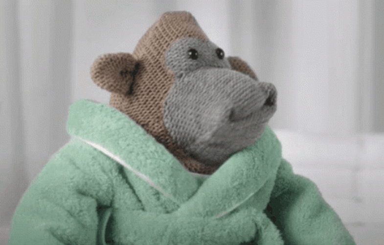 Monkey Puppet Bath Robe Tips GIF